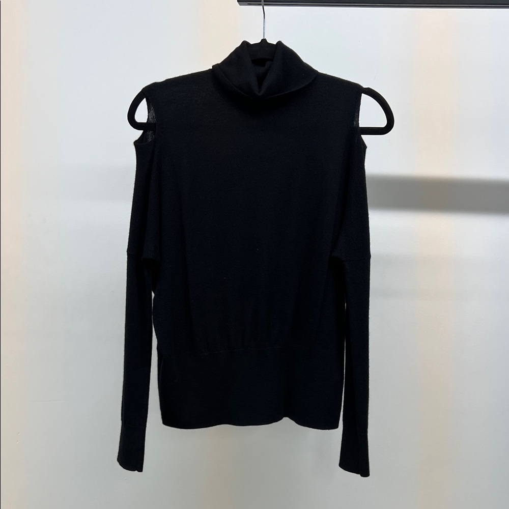 Vince Black Turtleneck Cold Shoulder Sweater
